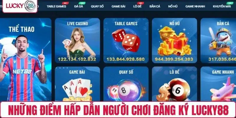 Những điểm hấp dẫn người chơi đăng ký LUCKY88
