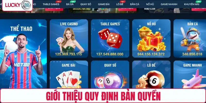 Giới thiệu quy định bản quyền Lucky88