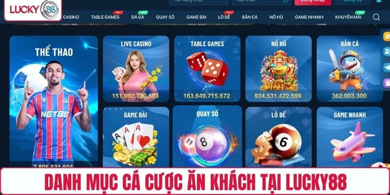 Danh mục cá cược ăn khách tại LUCKY88